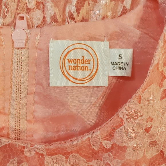 Wonder Nation Party Dress Girls Size 5 Pink Sleeveless Pleated Lace Dress - Picture 10 of 12